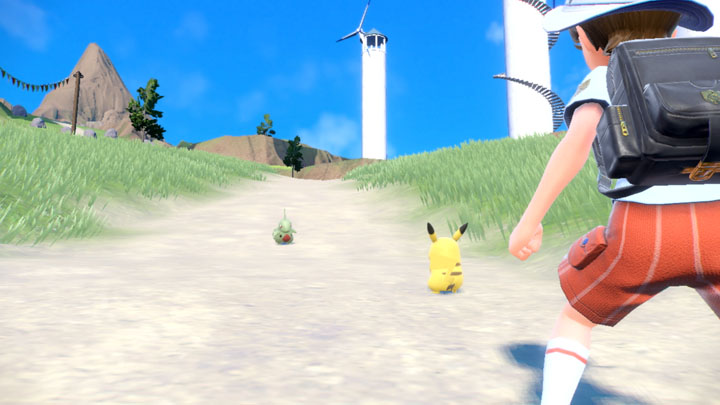 Pokémon Scarlet & violet gameplay Held in actie met Pikachu en Larvitar