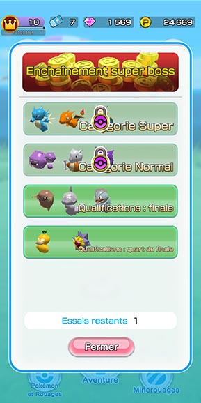 Les Tournois - Pokémon Rumble Rush