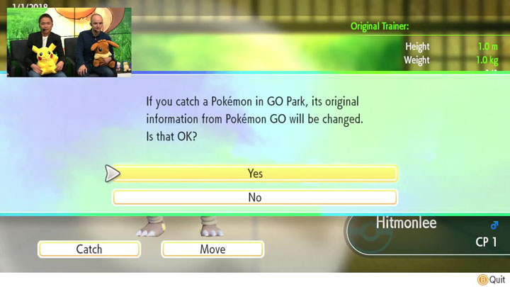 Go Park sur Pokémon Let's Go Pikachu et Évoli Go Park sur Pokémon Let's Go Pikachu et Évoli