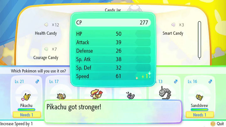 Bonbons sur Pokémon Let's Go Pikachu et Évoli