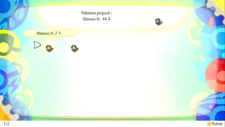 Échange interne à Cramois'Île - Miaouss d'Alola - Pokémon Let's Go Pikachu et Pokémon Let's Go Évoli