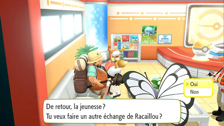 Échange interne à Carmin sur Mer - Racaillou d'Alola - Pokémon Let's Go Pikachu et Pokémon Let's Go Évoli