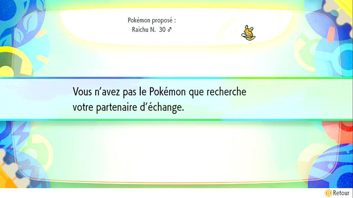 Échange interne à Safrania -  Raichu d'Alola - Pokémon Let's Go Pikachu et Pokémon Let's Go Évoli