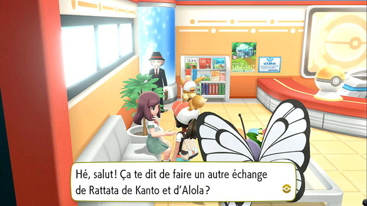 Échange interne à Azuria -  Rattata d'Alola - Pokémon Let's Go Pikachu et Pokémon Let's Go Évoli