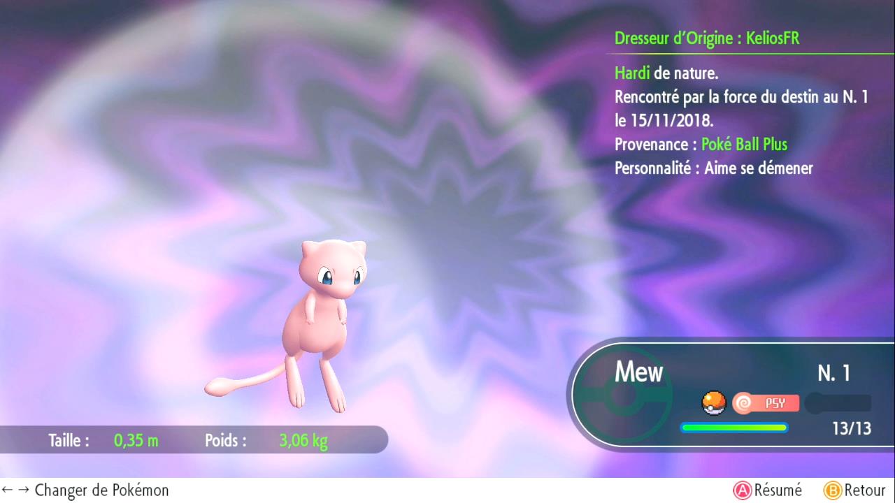 Mew - Pokémon offert via la Poké Ball Plus - Pokémon Let's Go Pikachu et Pokémon Let's Go Évoli