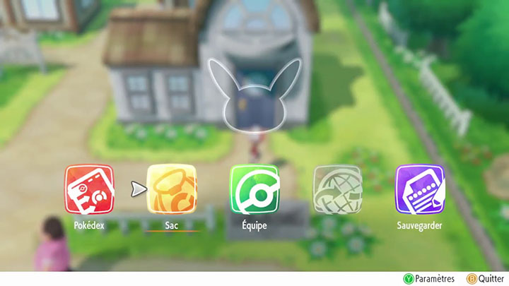 Sac et interface Pokémon Let's Go Pikachu et Évoli
