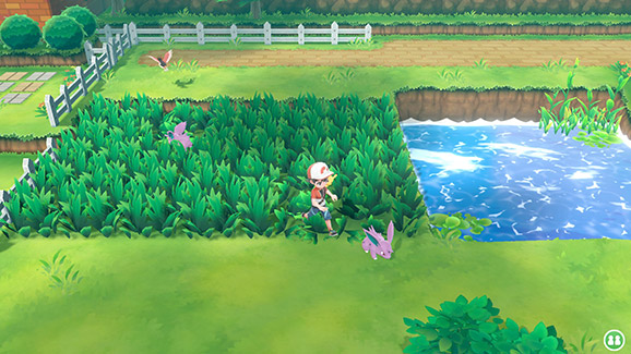 Screenshot Pokémon Let's Go Pikachu et Évoli