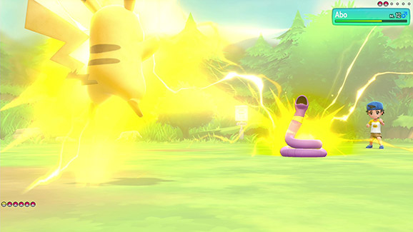 Screenshot Pokémon Let's Go Pikachu et Évoli