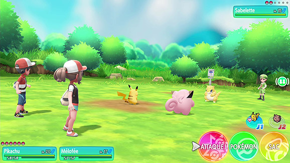 Screenshot Pokémon Let's Go Pikachu et Évoli