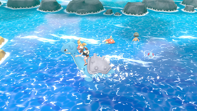 Screenshot Pokémon Let's Go Pikachu et Évoli