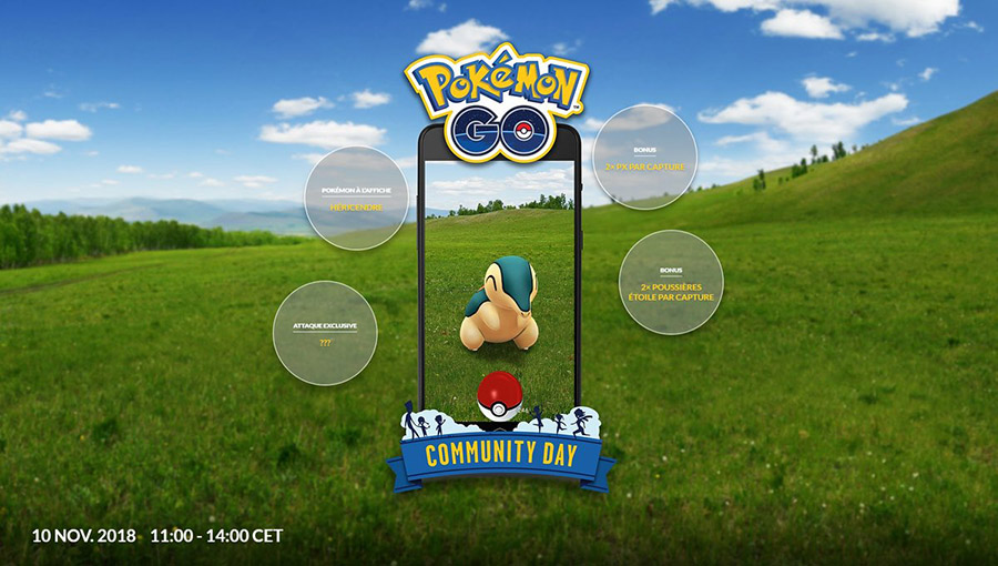 Héricendre en vedette lors du Pokémon Go Community Day du mois de Novembre